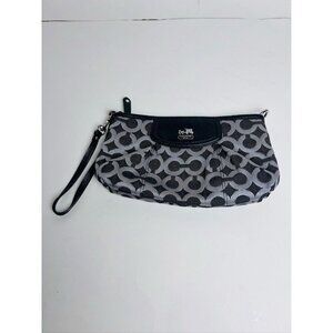 Coach Black Logo Small Canvas Wristlet